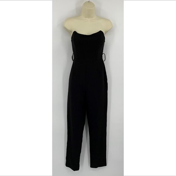 Superdown Naomi Jumpsuit black strapless MISSING BELT new Small S - Picture 2 of 5